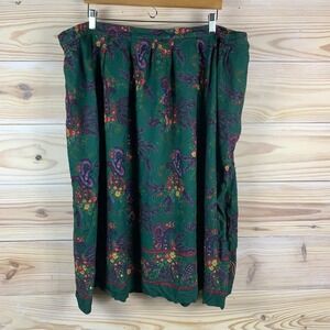 Vtg 90s Susan Bristol‎ Midi Skirt Woman 22 Dark Cottage Floral